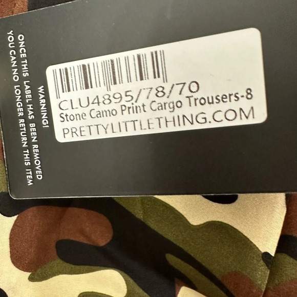Pretty Little Thing Women Camo Print Cargo Trousers Joggers Khaki/Green Sz 4 NWT - Picture 4 of 8